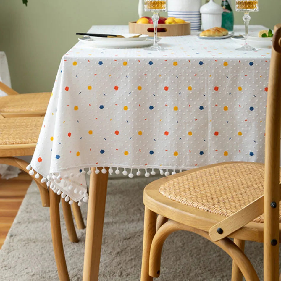 Korean Small Daisy Cotton Floral Tablecloth | Dining & Tea Table Cover