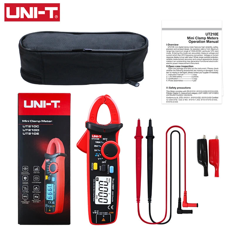UNI-T UT210E/UT210D Digital Clamp Meter | AC/DC Ammeter | True RMS Multimeter for Electricians & HVAC