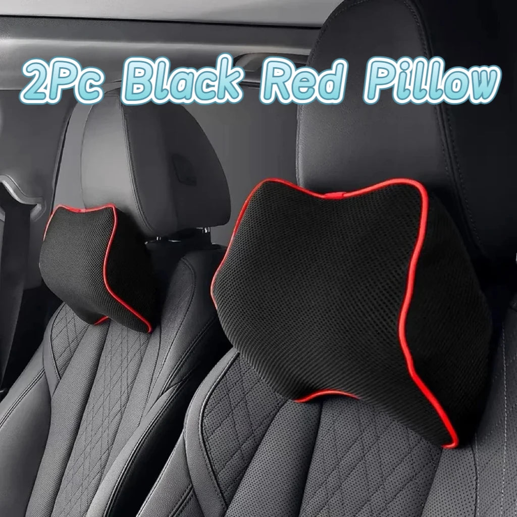 Memory Foam Car Seat Pillow Set - Neck, Lumbar & Headrest Support