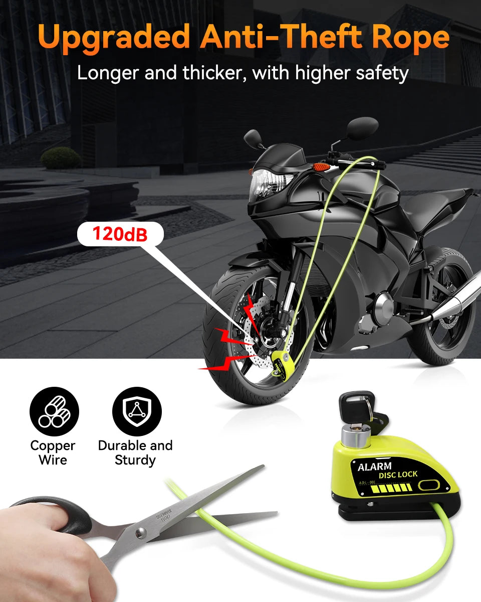 Extractme 120dB Motorcycle Alarm Disc Lock - Anti-Theft Security