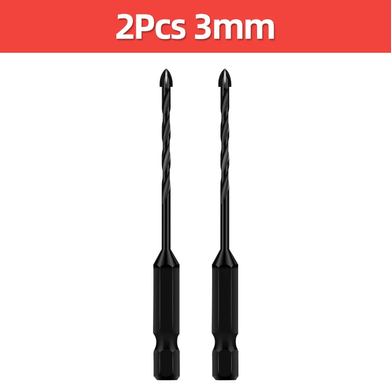 TOOLEYE Multifunction Cross Hex Drill Bit Set - Concrete, Tile, Glass, Metal