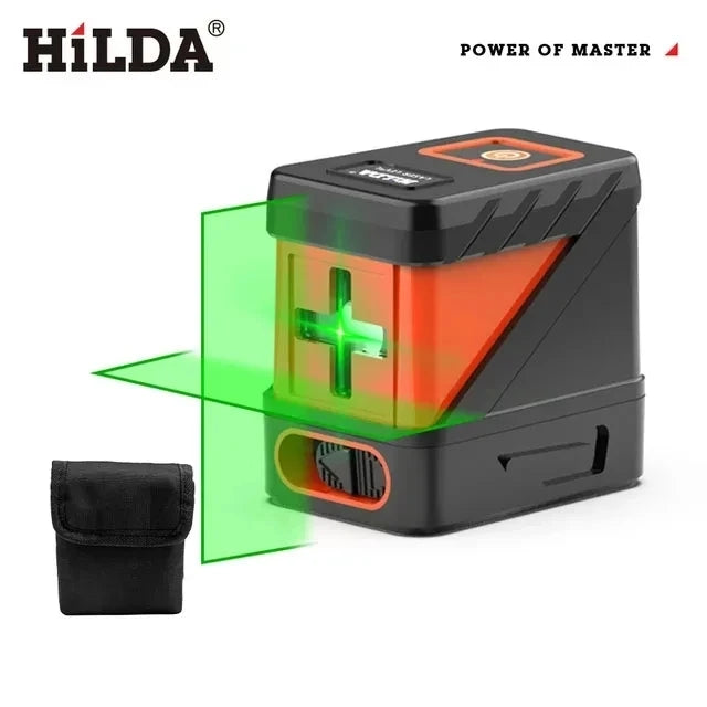 HILDA 2 Lines Green Laser Level - Self-Levelling Cross Line Mini Tool