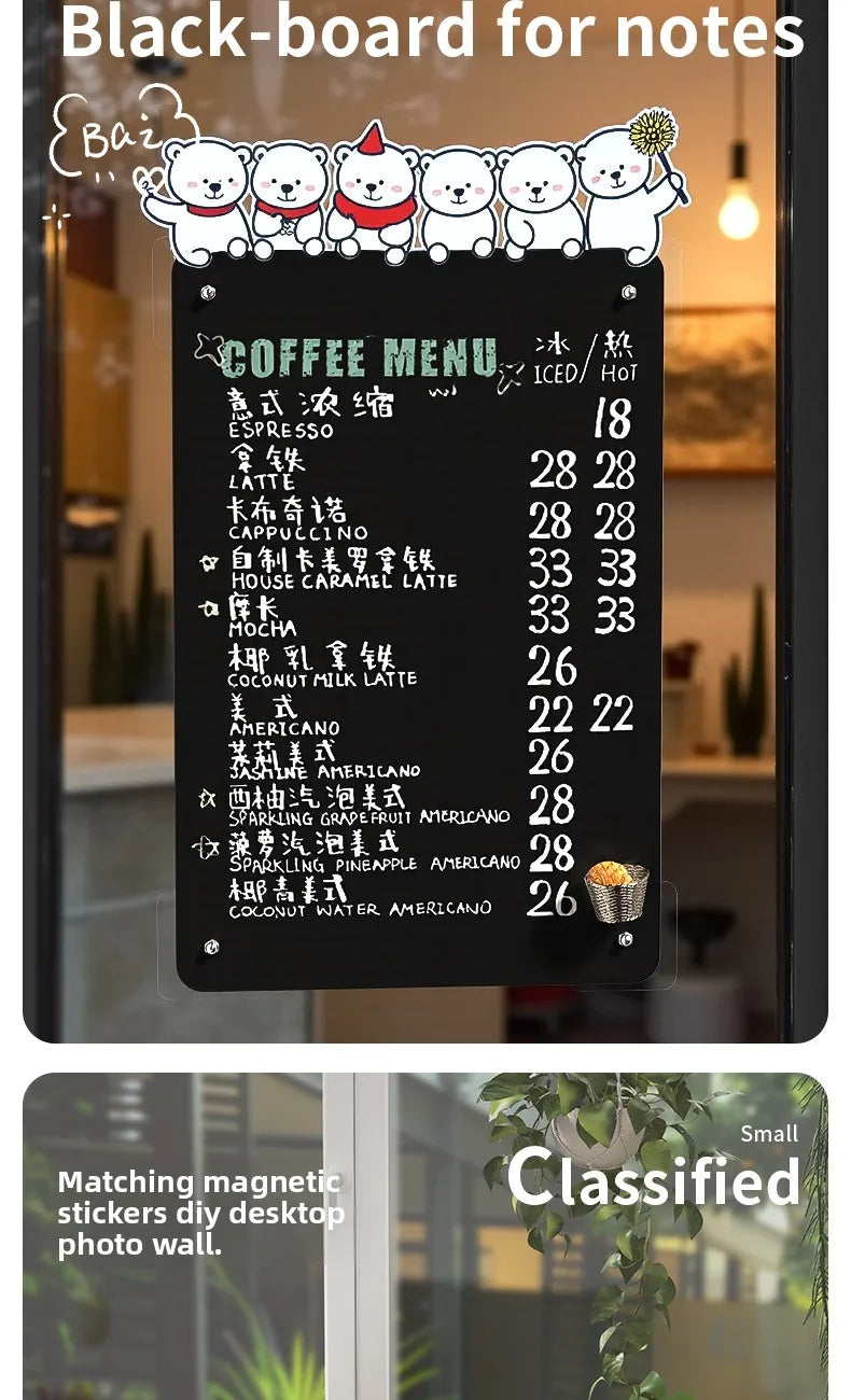 Desktop Magnetic Whiteboard & Blackboard for Cafe & Office Display
