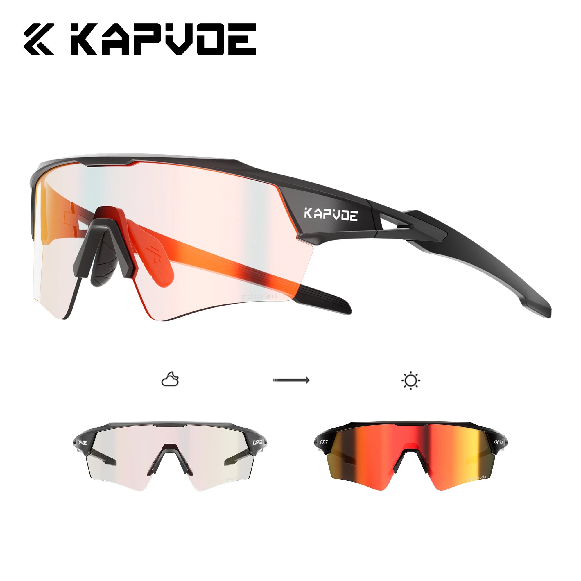 Kapvoe Photochromic Cycling Sunglasses UV400 MTB Road Bike Goggles Men Women
