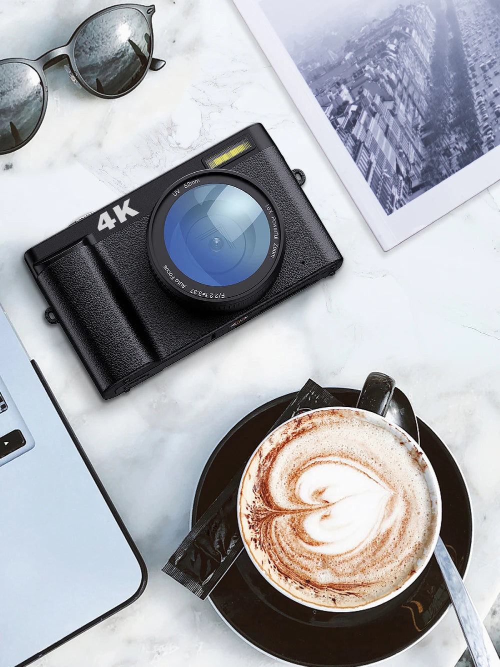 Vabena 4K 48MP Vlogging Camera | Flip Screen & Flash for YouTube & TikTok
