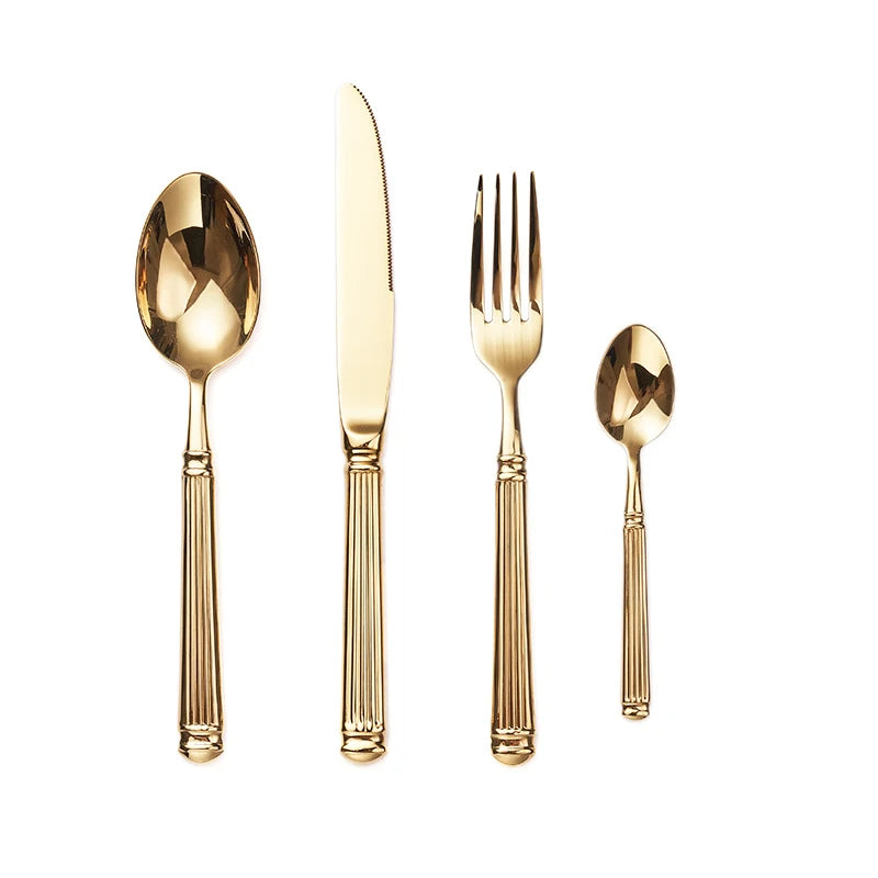Europe Silver Luxury 18/10 Stainless Steel Roman Column Cutlery Set
