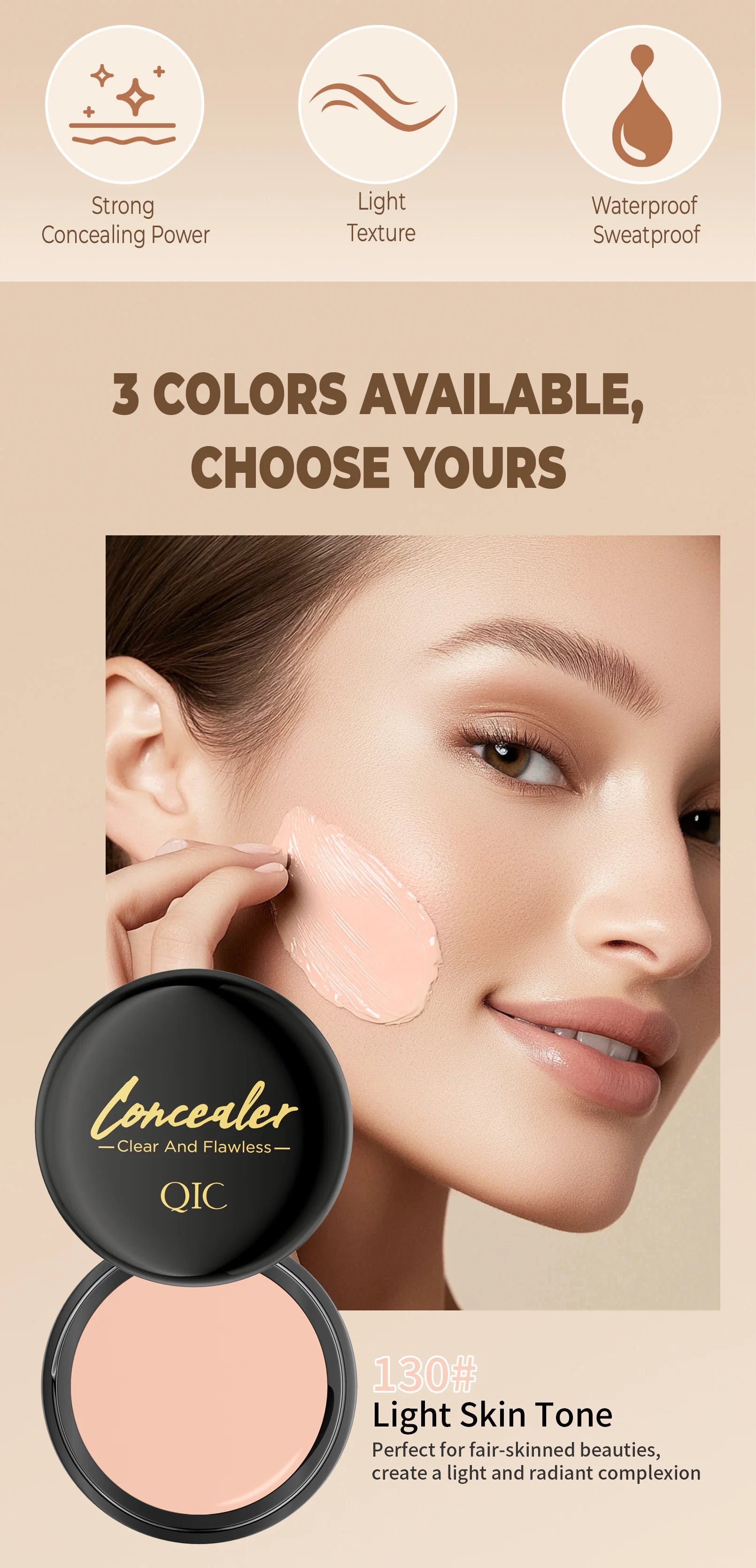 Hydrating Eye Brightening Concealer & Contour Cream - Full Coverage, Long-Lasting Makeup