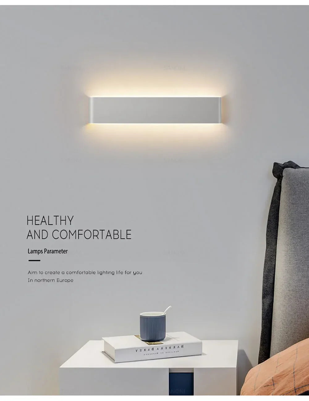 Modern LED Wall Lamp Sconce - Indoor Lighting Fixture for Bedside, Living Room, Stairs, Bathroom & Home Decor
