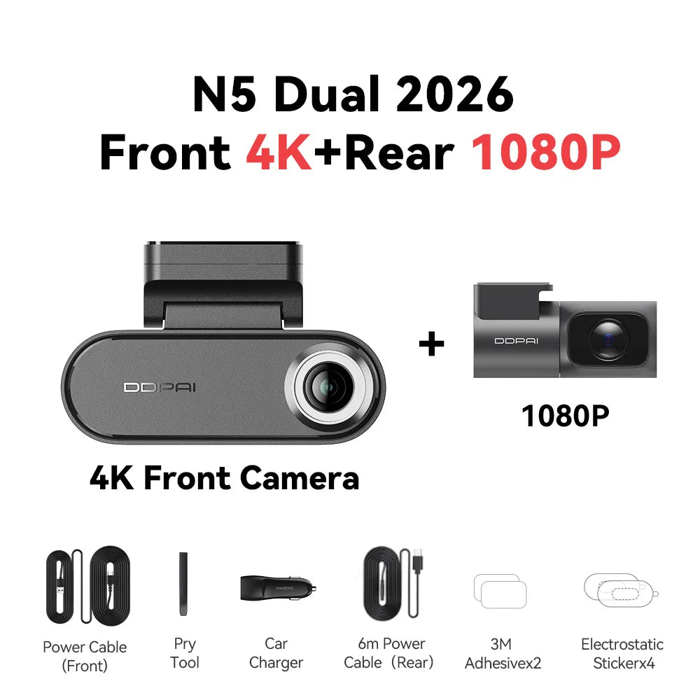 DDPAI N5 Dual 4K HDR Dash Cam - Front & Rear AI NightVIS DVR