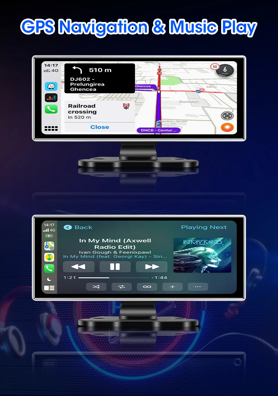 10/11.26" 4K Dash Cam with Wireless Carplay & Android Auto | GPS | Dual Lens