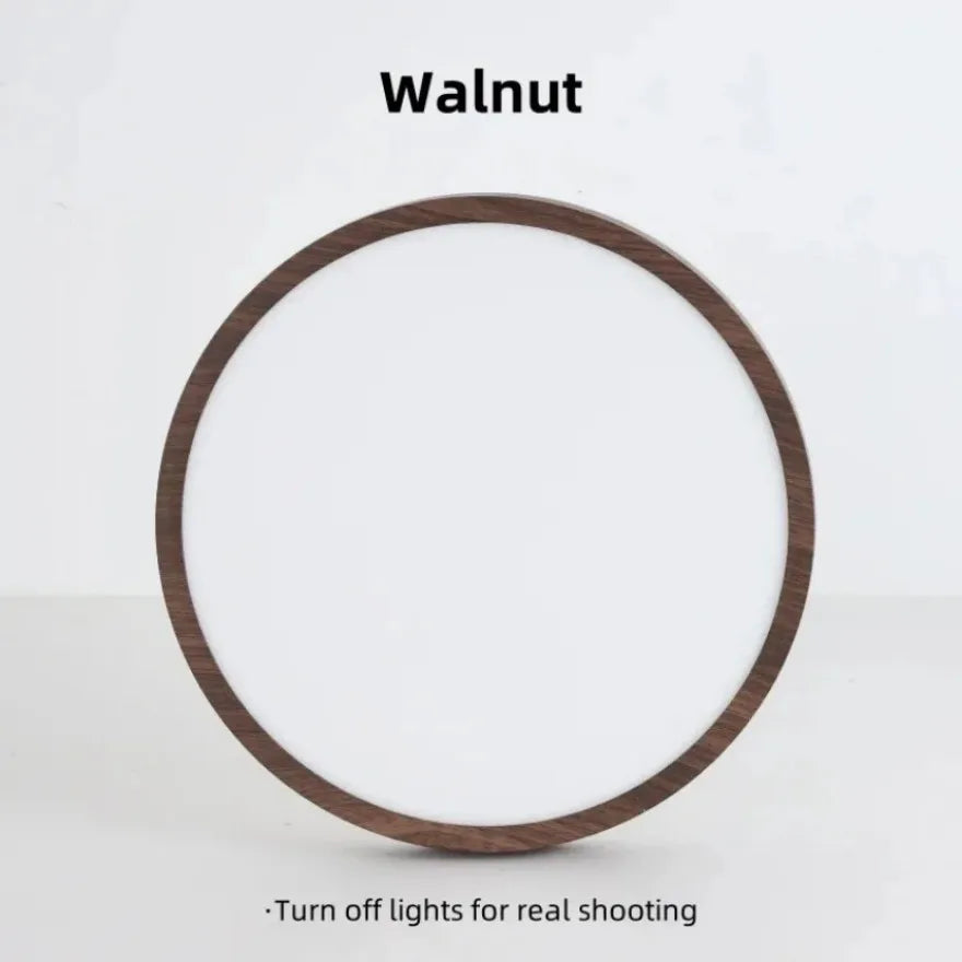 Modern Circular LED Ceiling Light - Ultrathin Wood Grain Walnut Decorative