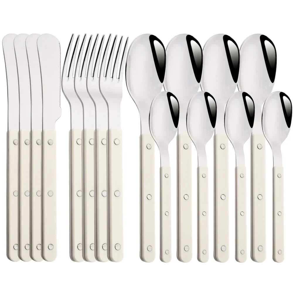 Elegant Beige Silver Cutlery Set | Premium Dining Tableware