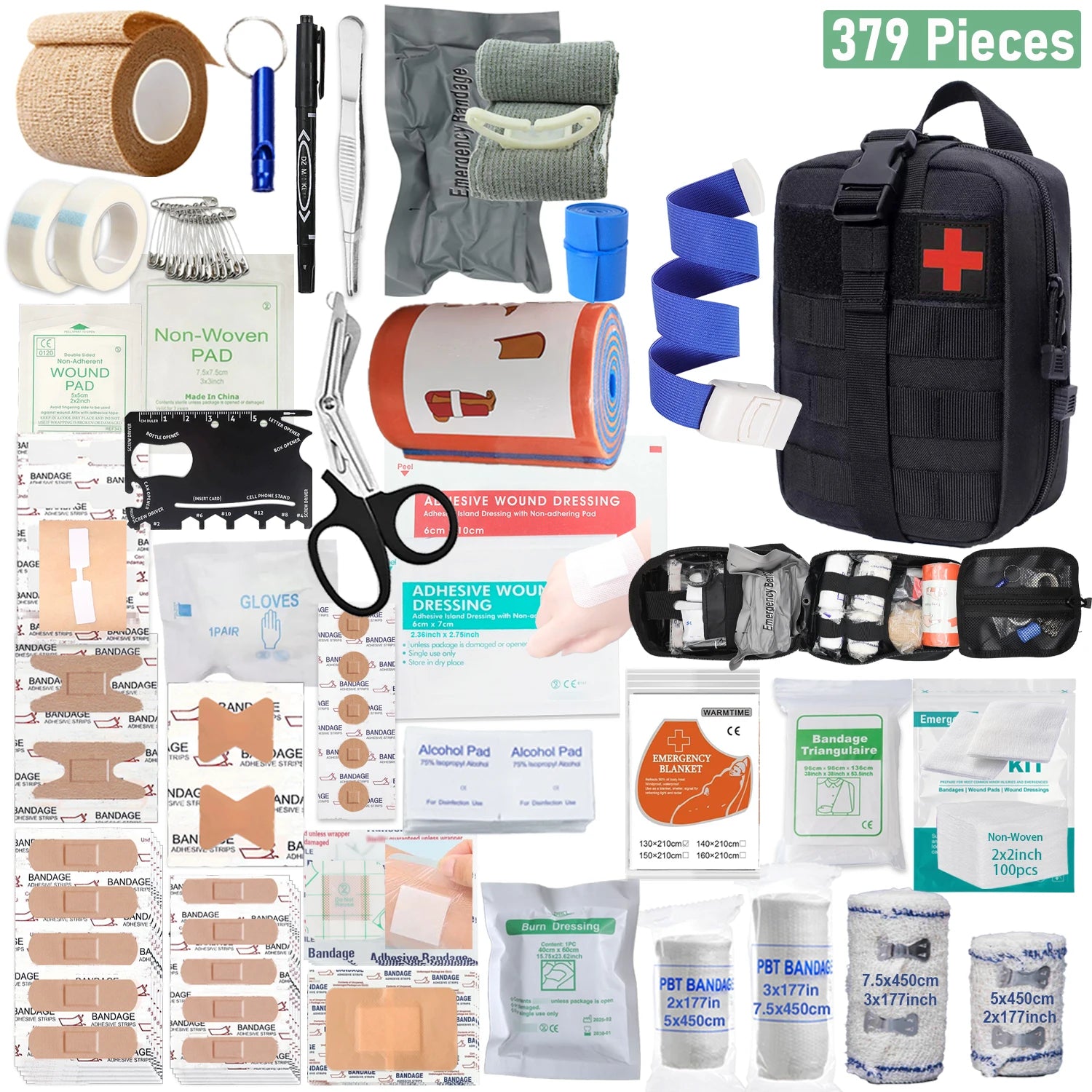 379-Piece First Aid Kit | Portable Emergency Survival Bag for Home & Outdoor