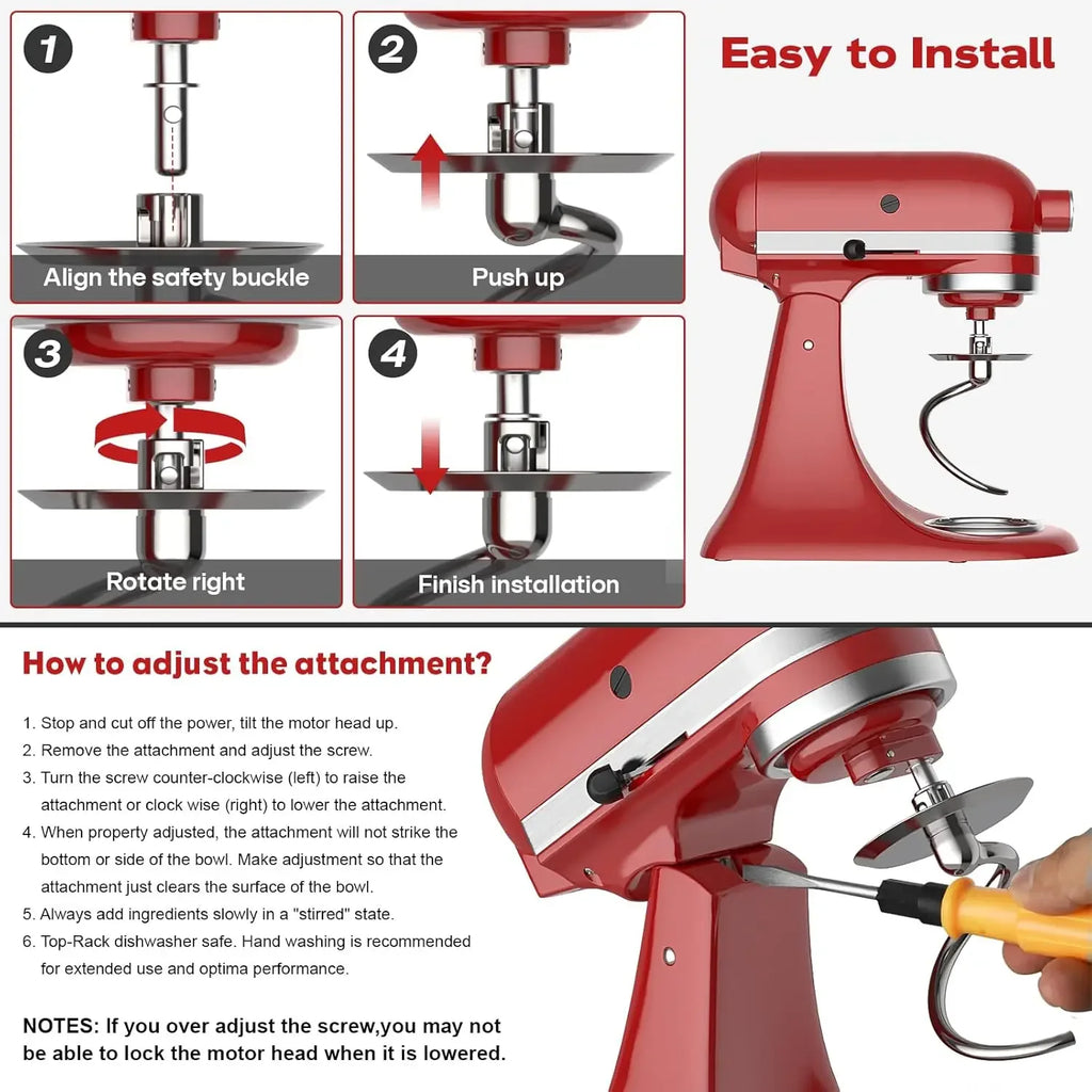 Dishwasher Safe Spiral Dough Hook for KitchenAid Tilt-Head Mixers (4.5-5 Qt)