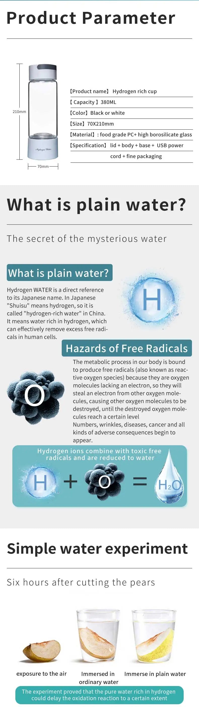 Portable Hydrogen Water Generator Bottle - Titanium Filter