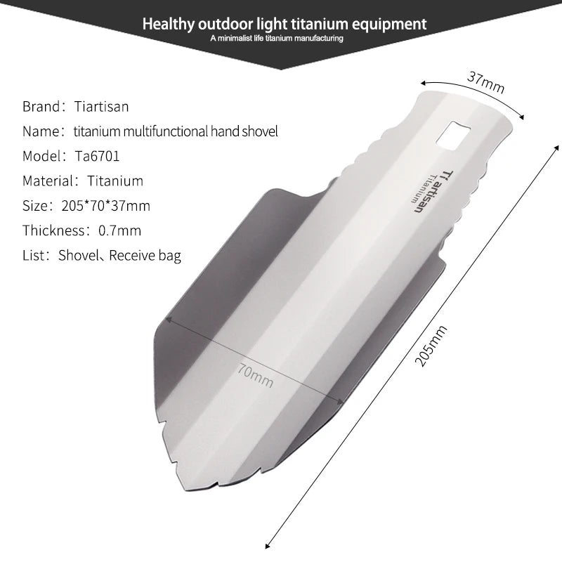 Tiartisan Titanium Mini Trowel - Ultralight Camping Hiking Garden Shovel