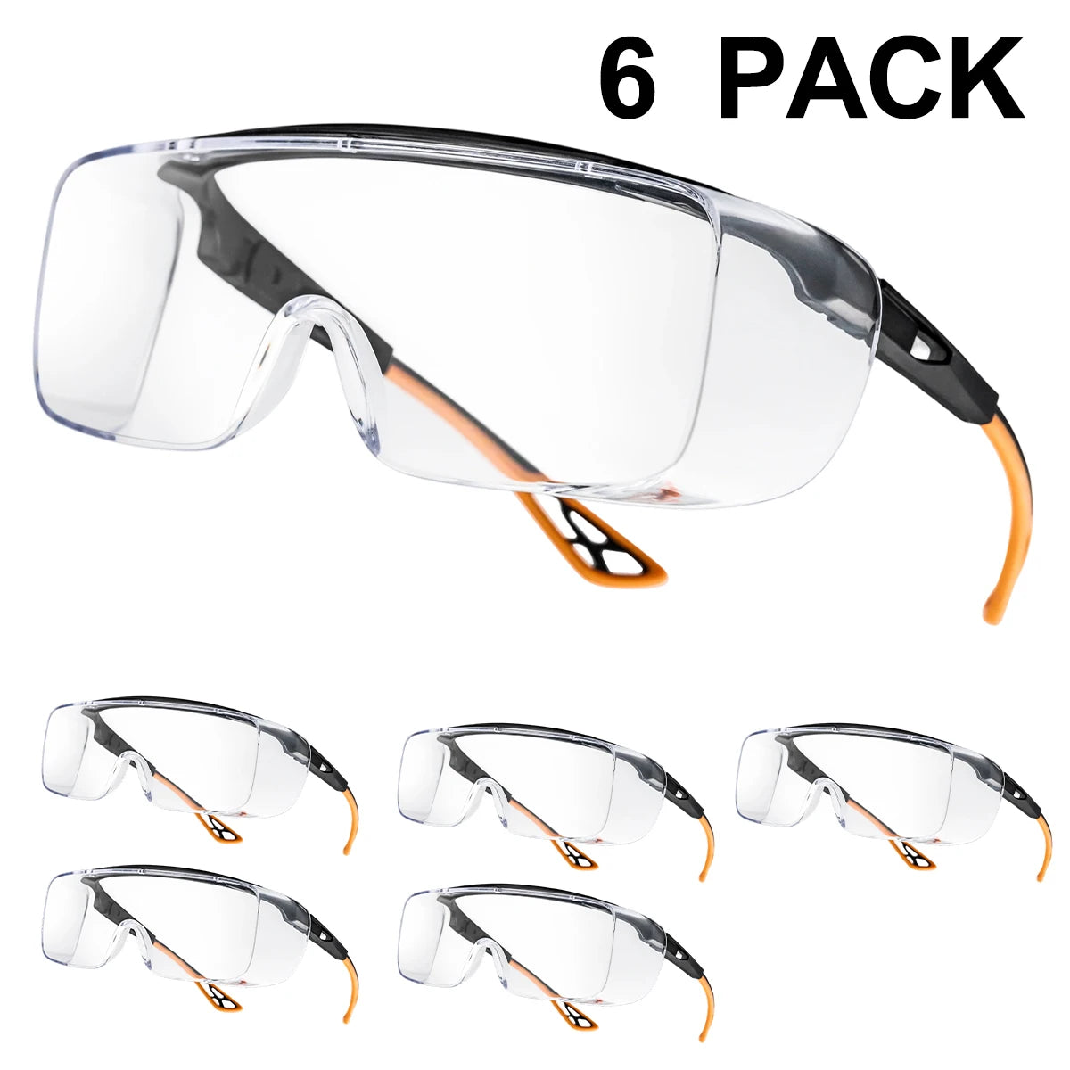 Vabena HM6 Adjustable Safety Glasses Over Glasses - ANSI Z87.1 Anti-Fog & Scratch Resistant