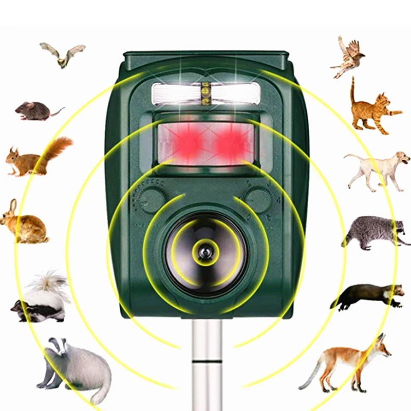 Solar Ultrasonic Animal Repeller - Outdoor Pest Control