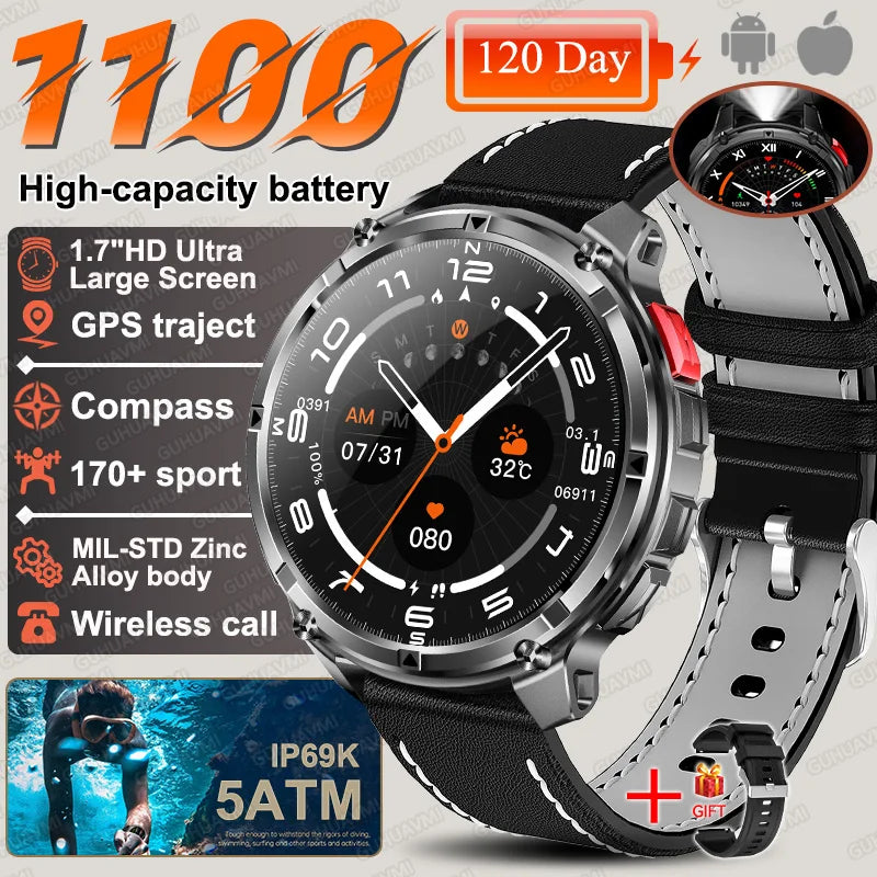 T-Rex3 Pro Smartwatch | 1100mAh Battery, GPS, 5ATM Waterproof, Military-Grade
