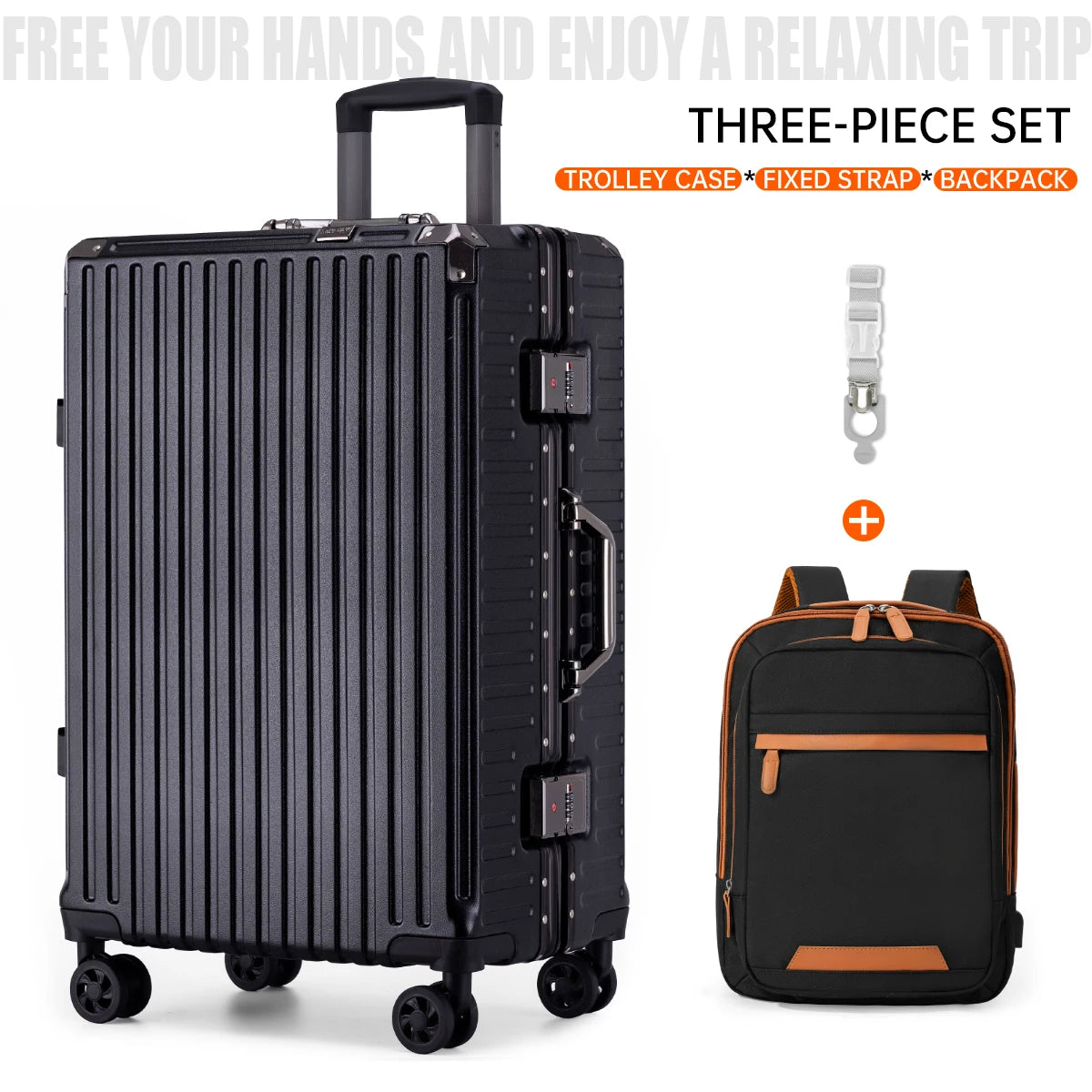 Aluminum Frame Luggage Set - USB & TSA Lock 20-28"