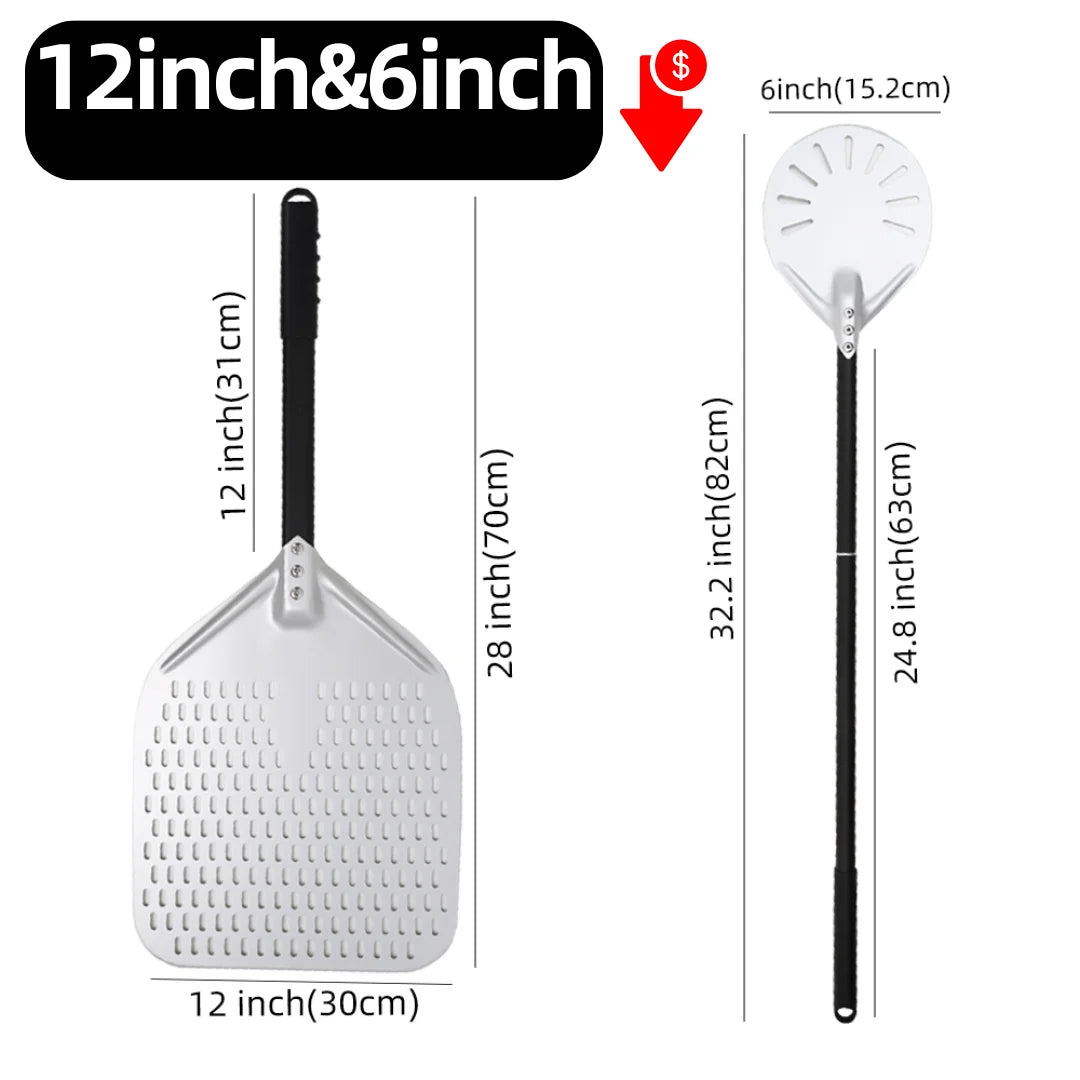 6-14 Inch Hard Anodized Aluminum Pizza Peel – Durable Oven Spatula & Bread Paddle