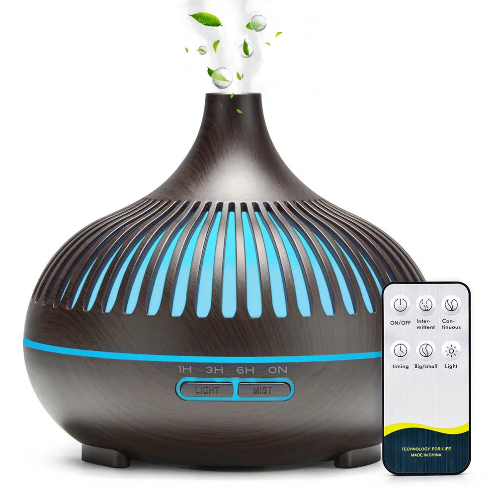 Wood Grain Aromatherapy Diffuser with Remote - Essential Oil Mist