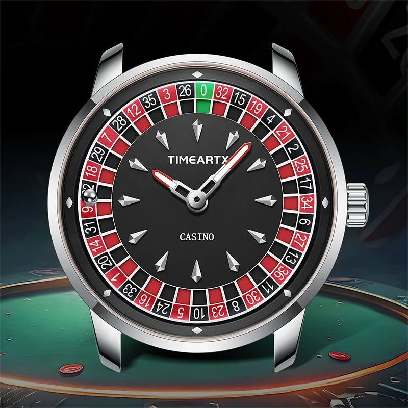 TIMEARTX Luxury Roulette Poker Game Quartz Watch for Men