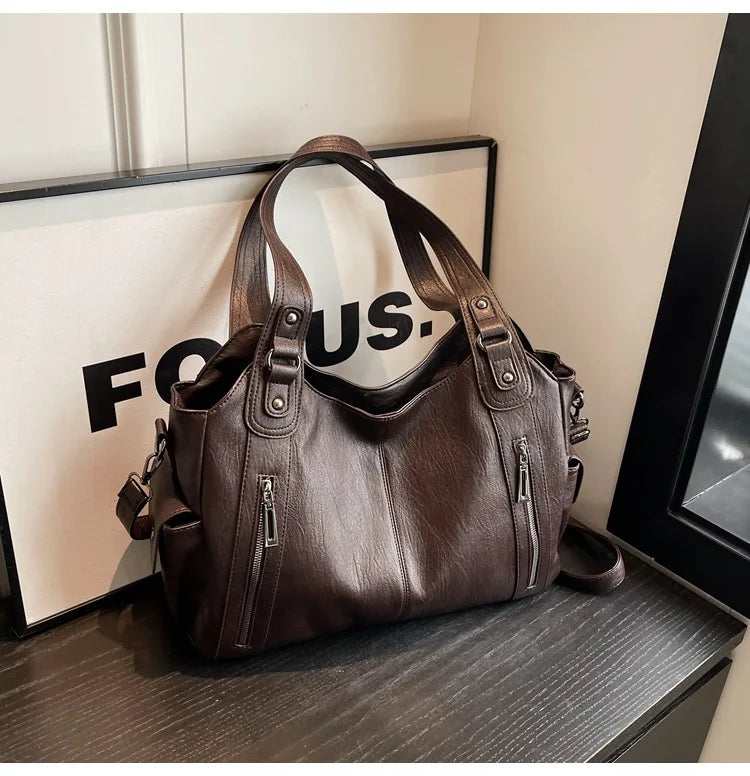 Vabena 2026 Soft Interior Shoulder Bags - High Quality Contrasting PU Handbags