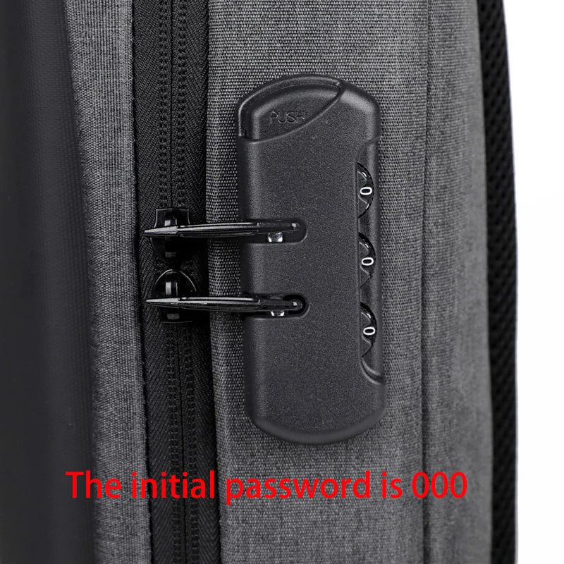 Men's Anti-theft Crossbody Bag with USB Charging Port & Combination Lock for Business & Travel