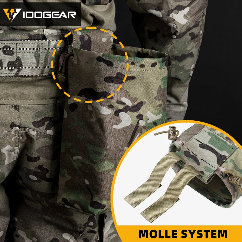 IDOGEAR Tactical MOLLE Foldable Dump Pouch - Durable Mini Drop Bag
