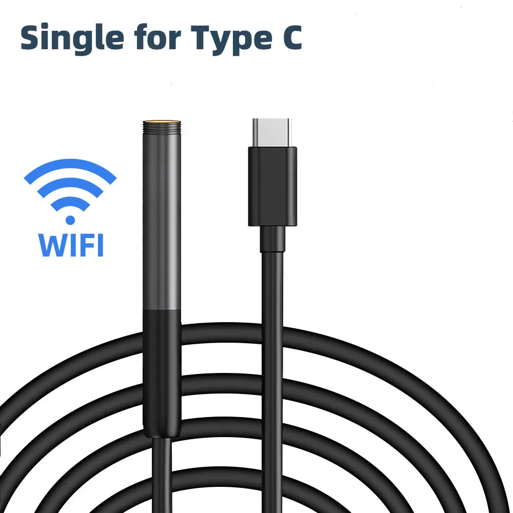 KERUI 2MP Industrial Endoscope Camera for iPhone - Single/Dual Lens Waterproof Inspection Borescope Type C