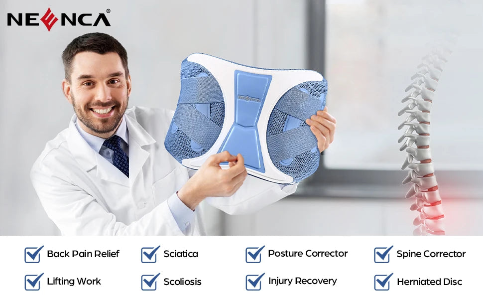 NEENCA Back Support Brace - Adjustable Lumbar Pain Relief Belt for Sciatica & Injuries