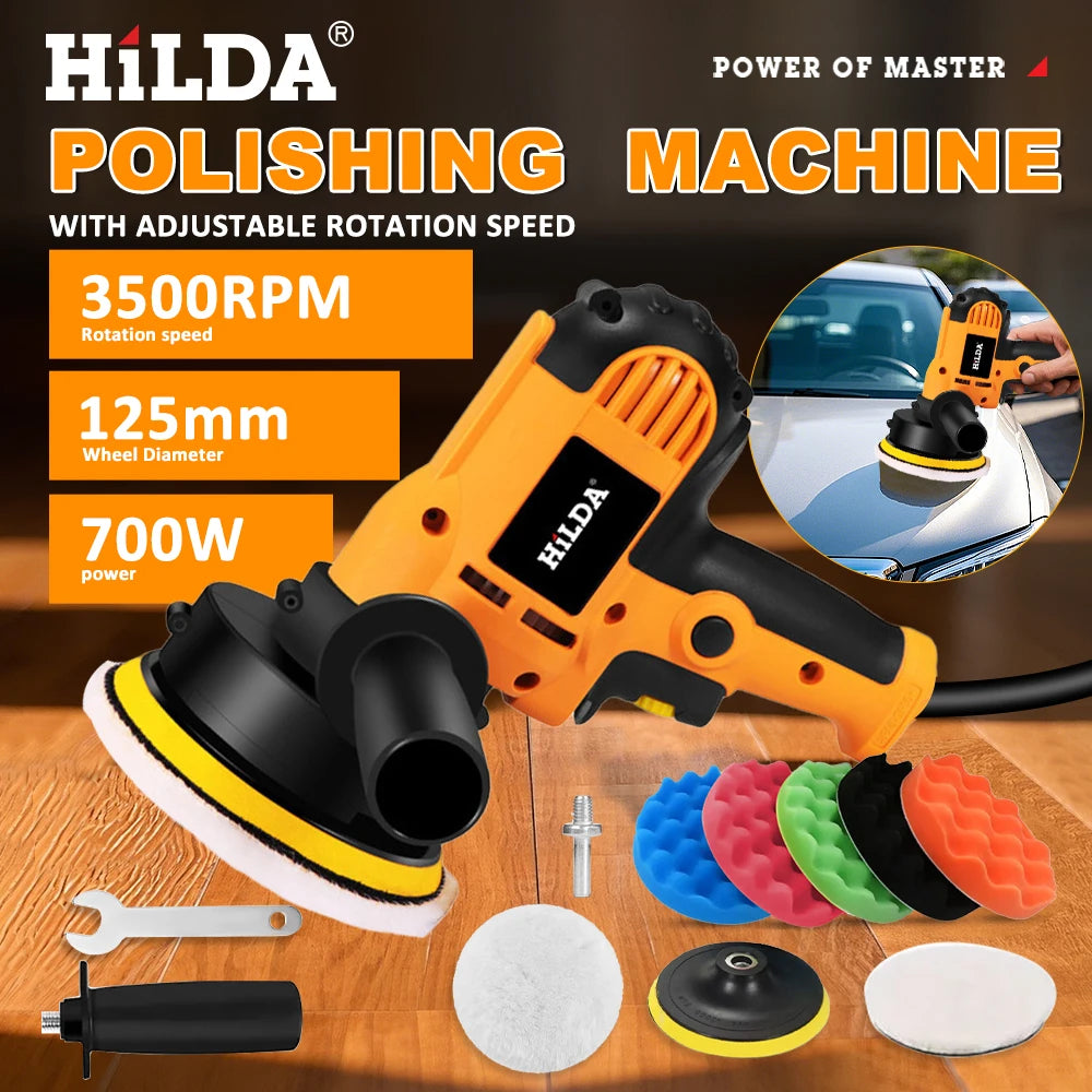 HILDA Electric Car Polisher | Adjustable Speed for Scratch Repair & Waxing