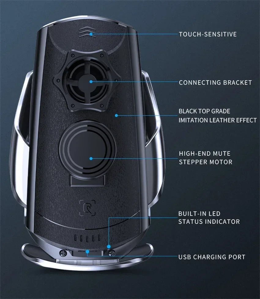 VIKEFON 15W Magnetic Wireless Car Charger & Auto Phone Mount - Fast Charging