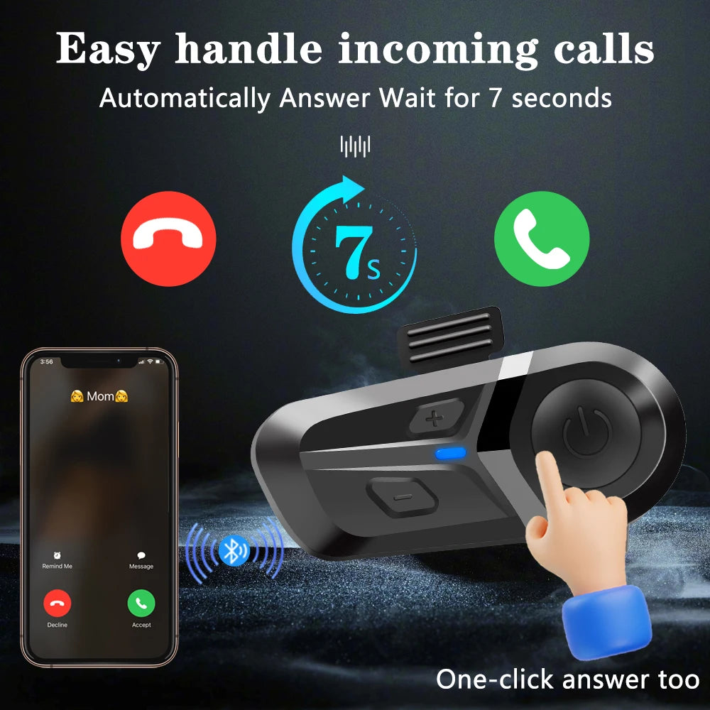 Bluetooth 5.3 Motorcycle Helmet Headset | Wireless Calls & Music