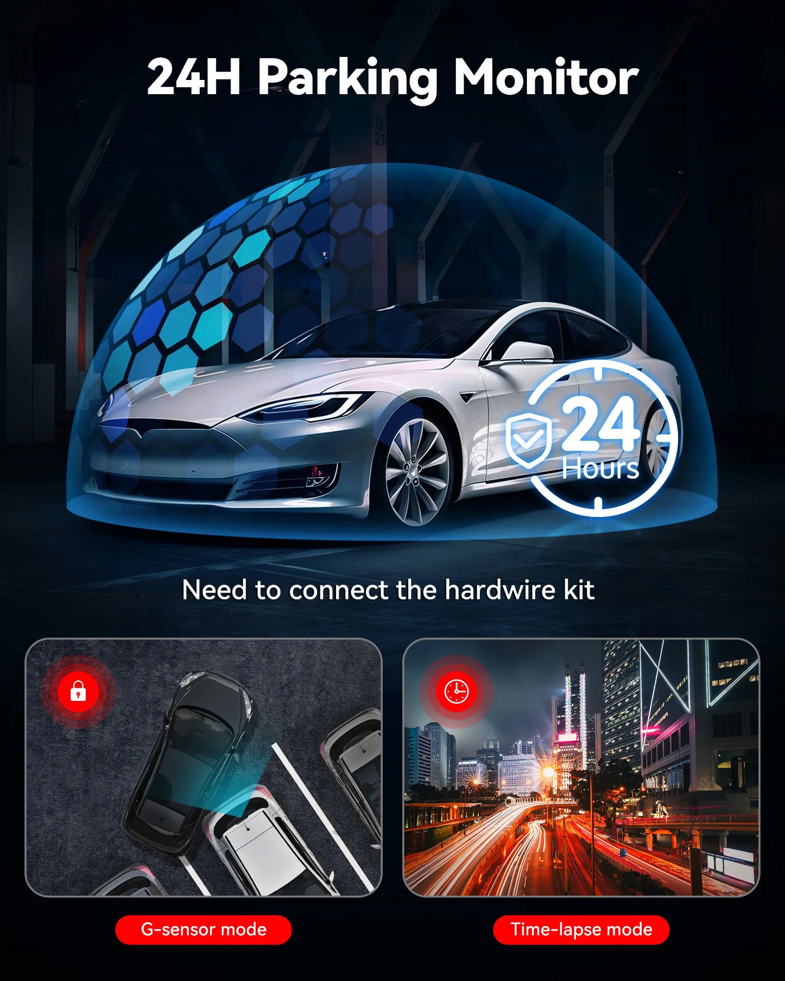 REDTIGER F7NP 4K Dual Dash Cam with GPS & 24H Parking Monitor