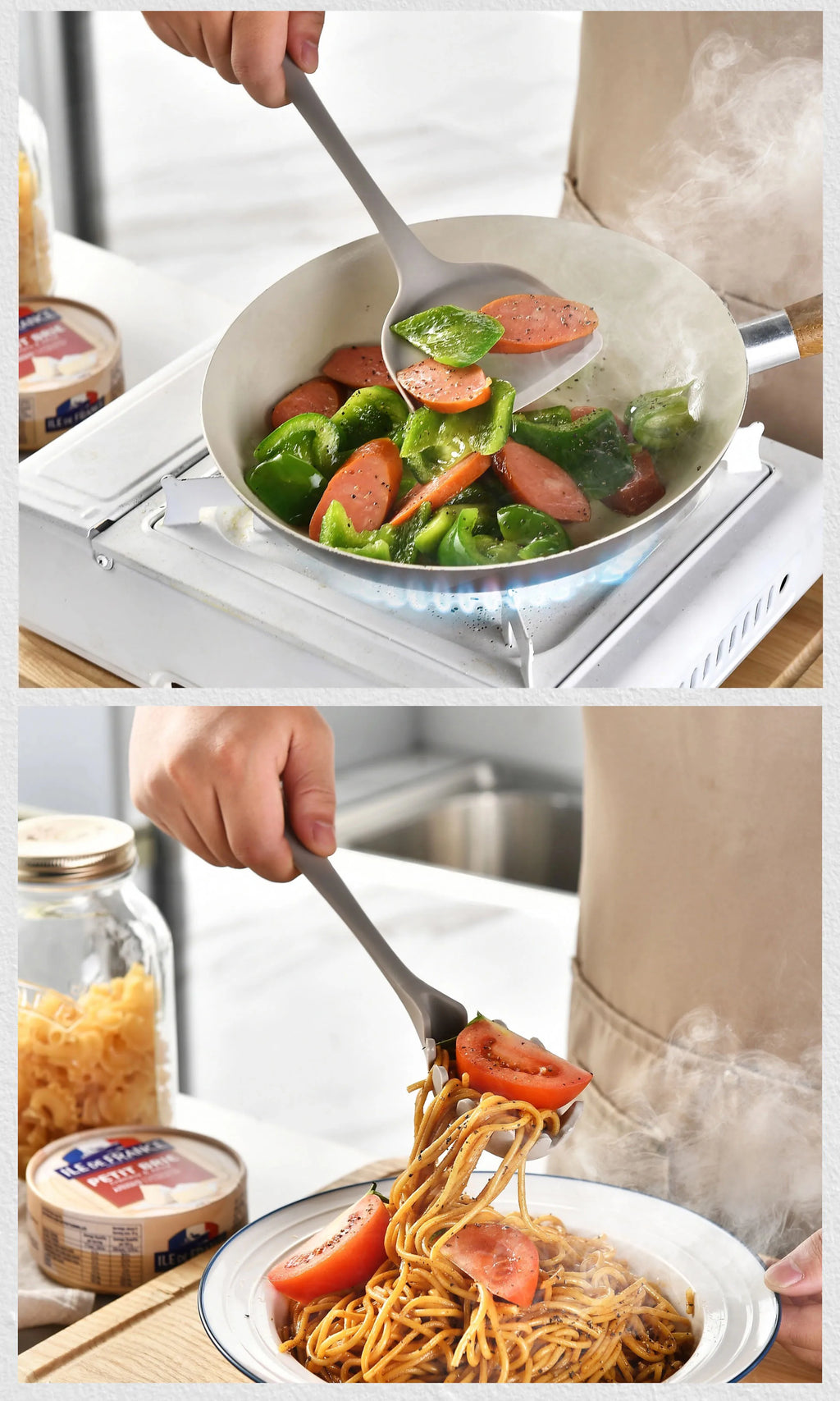15-Piece Khaki Food Grade Silicone Kitchen Utensil Set