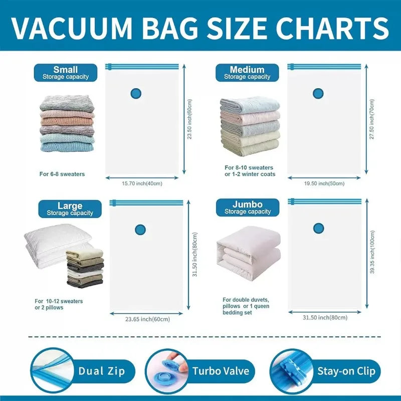 Vacuum Storage Bags 1-10 Pack | Space Saver for Comforters & Travel