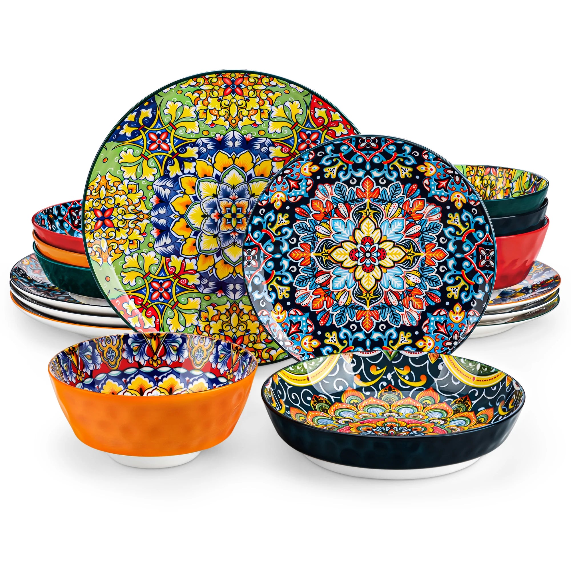 vancasso Bohemian Stoneware Dinnerware Set for 6 - Rustic Tableware