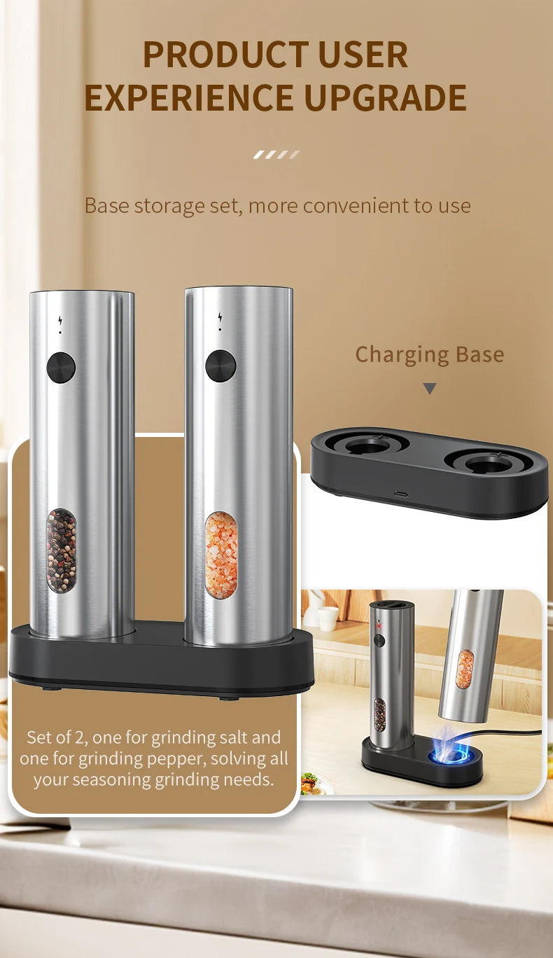 Vabena USB Rechargeable Automatic Spice Grinder with LED Light