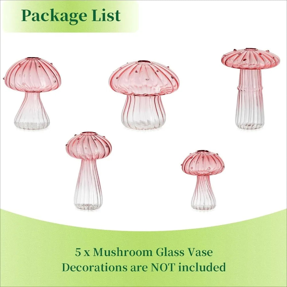 Mushroom Glass Vase Set | Hydroponic Home Decor | Unique Plant Vases