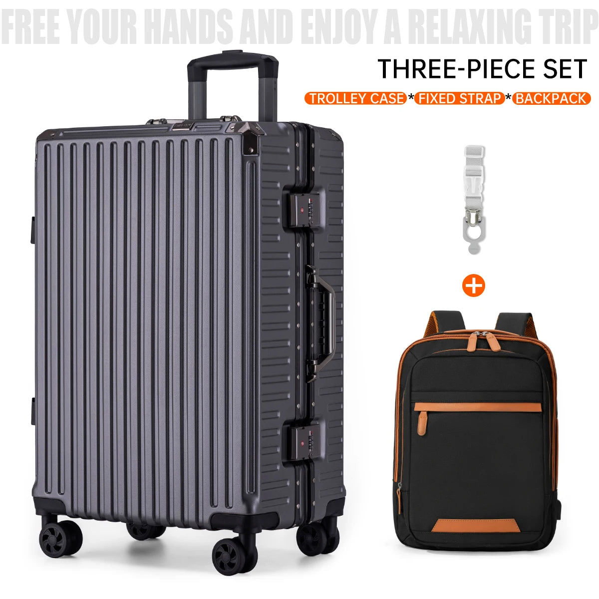 Aluminum Frame Luggage Set - USB & TSA Lock 20-28"