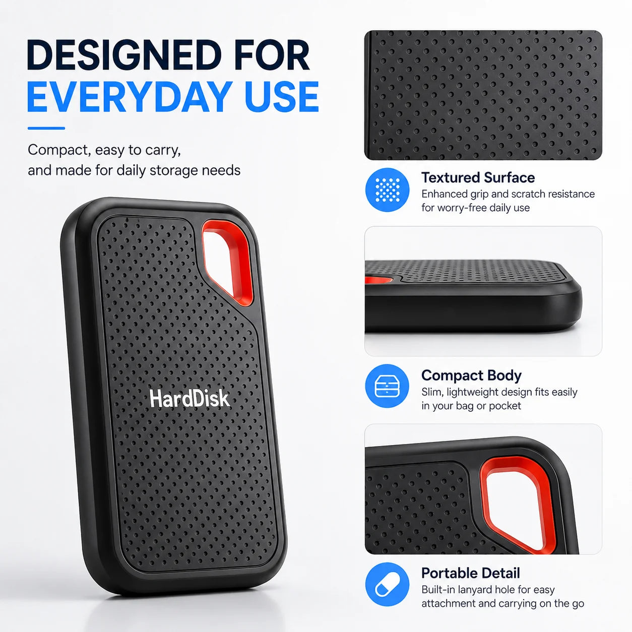 Vabena 1TB Portable SSD / 2TB External Hard Drive USB-C for Laptop/Mac