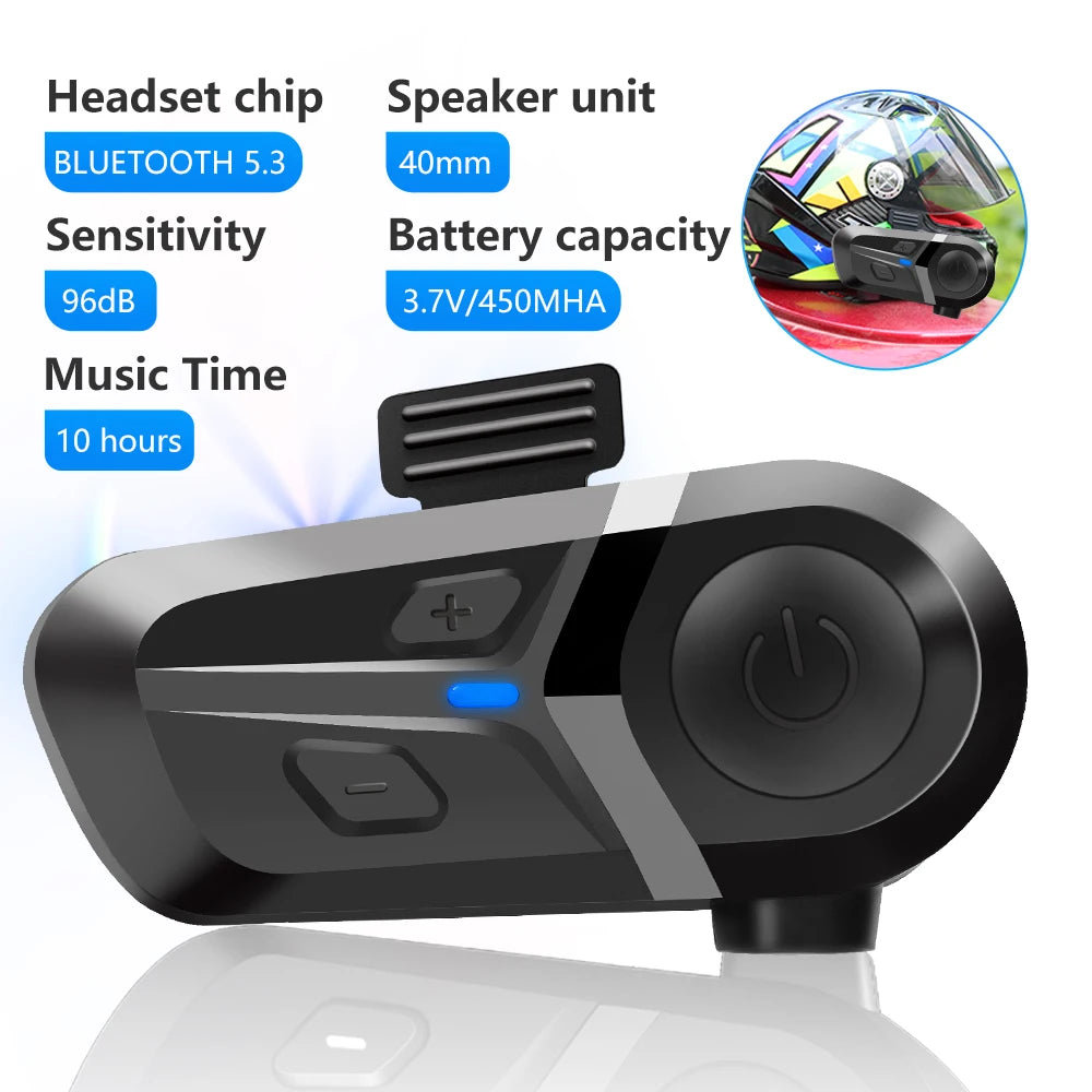 Bluetooth 5.3 Motorcycle Helmet Headset | Wireless Calls & Music