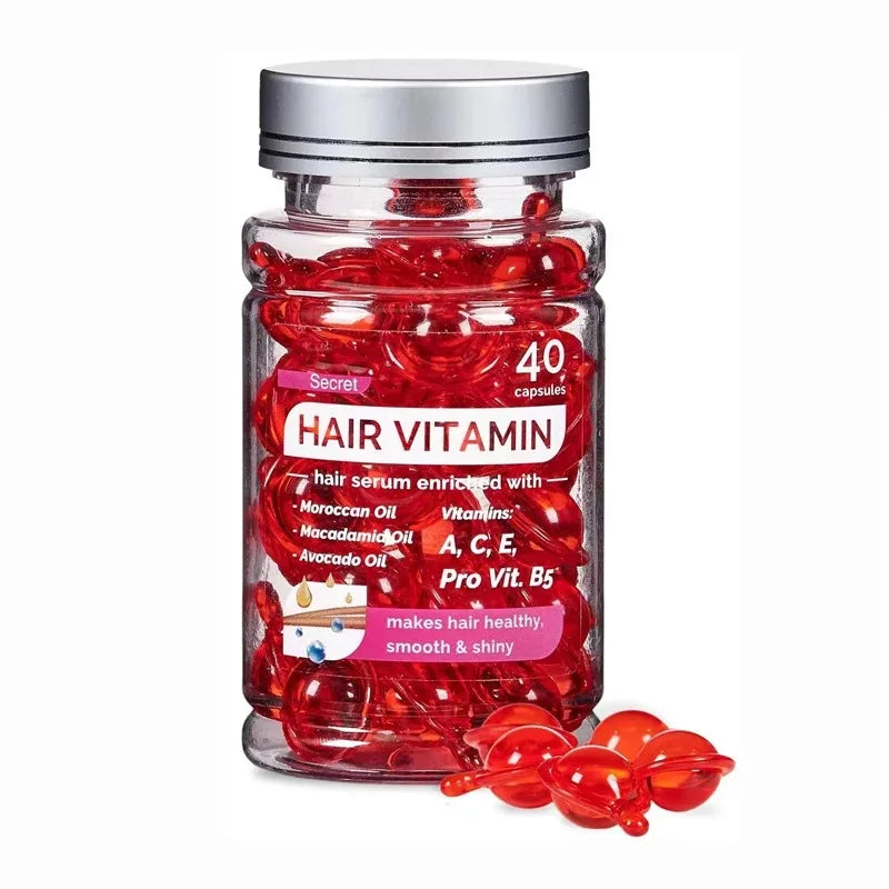 Moroccan Argan Vitamin Hair Oil Capsules - Repair & Nourish Damaged Hair (40 Count)