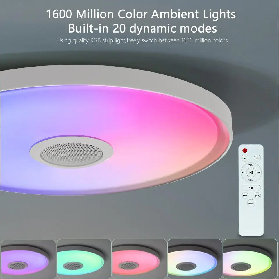 LED Smart RGB Ceiling Lamp with Speaker - App Control & Dimmable