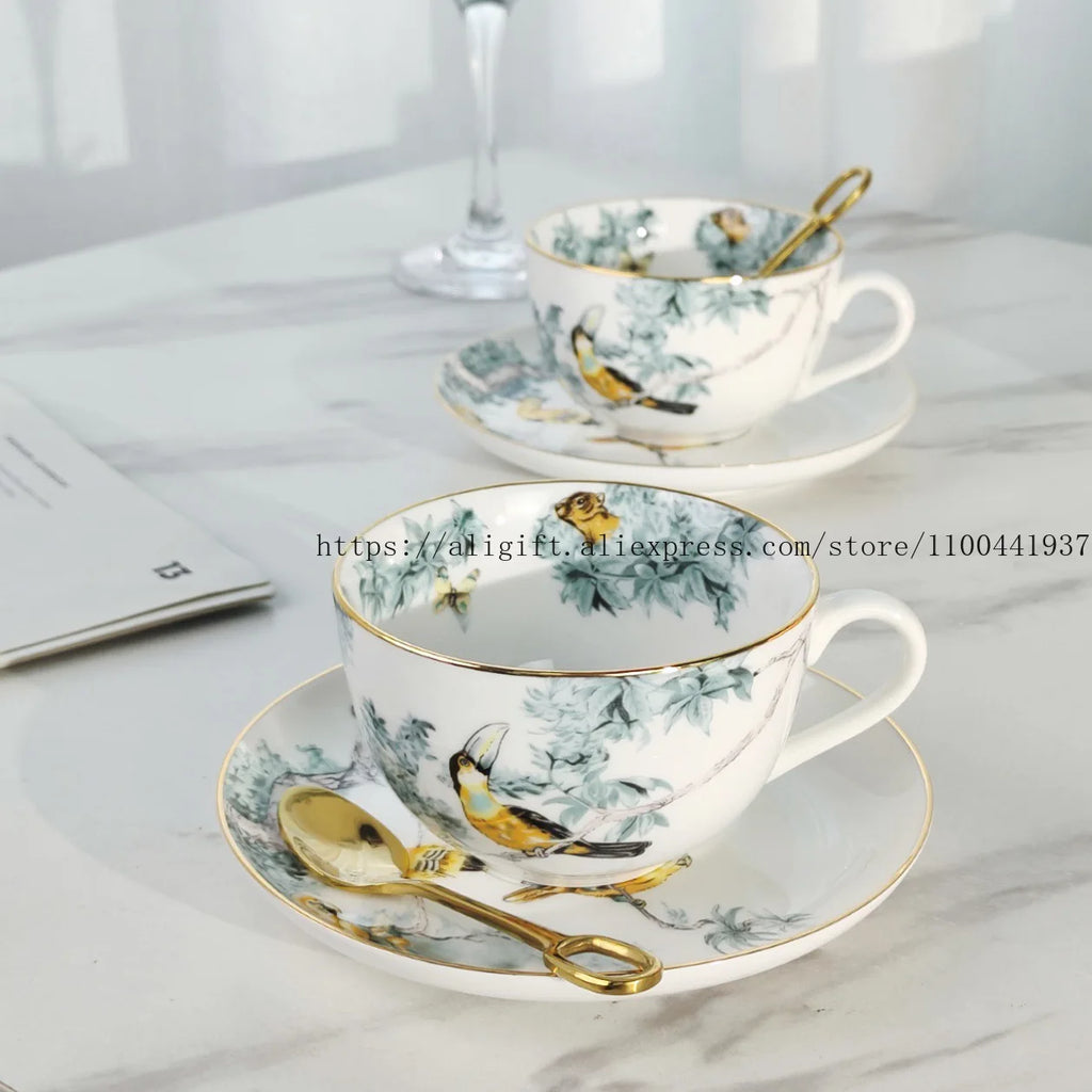 Jungle Floral Bone China Coffee Set | Elegant Tableware & Home Decor