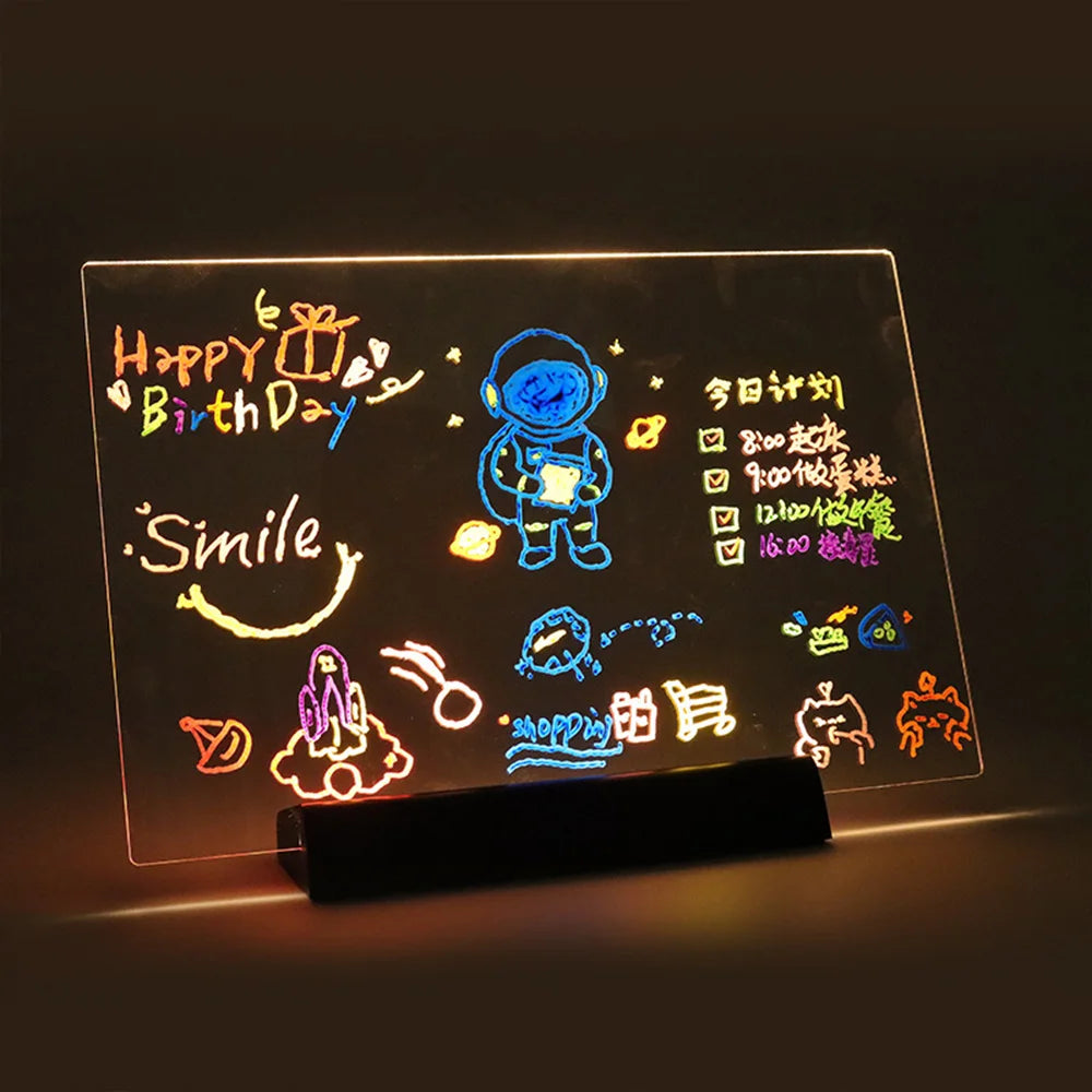 LED Note Board & Night Light | RGB Erasable Drawing Board for Kids