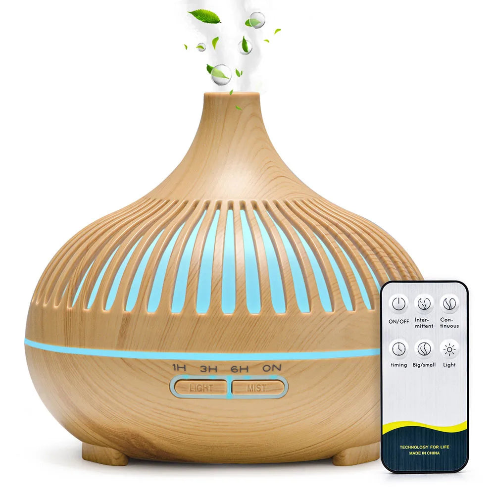 Wood Grain Aromatherapy Diffuser with Remote - Essential Oil Mist