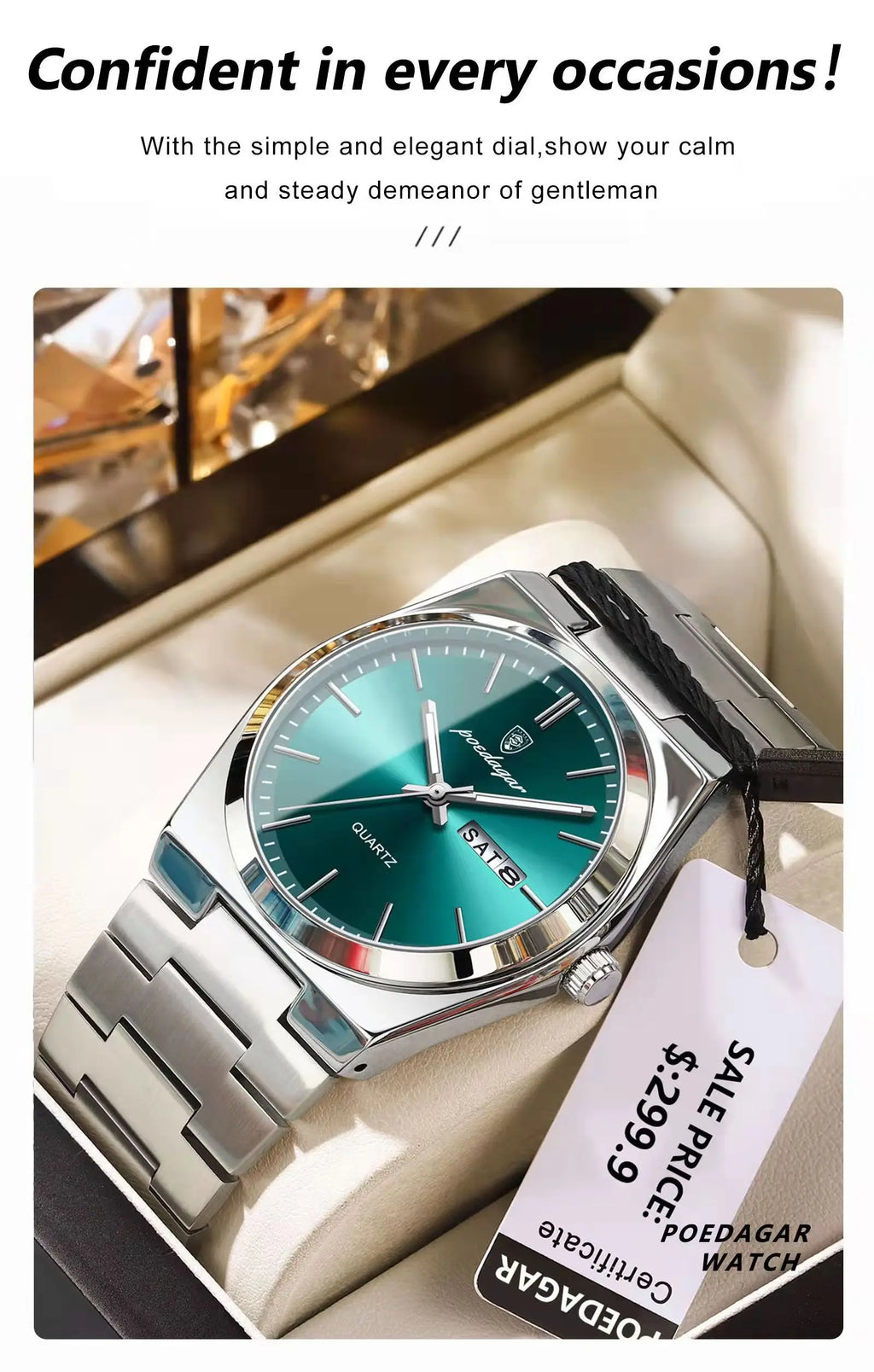 POEDAGAR Luxury Men's Quartz Watch - Waterproof, Luminous, Date & Week